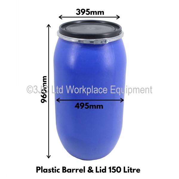 Open Top Plastic Barrel & Lid Size 4 (150 Litre) 3JC